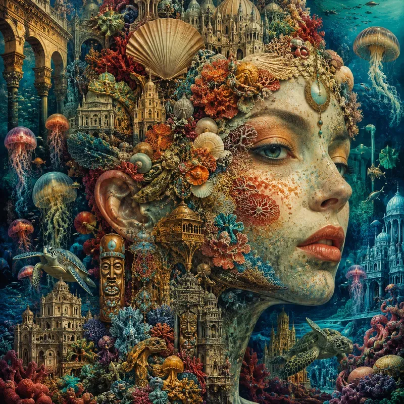 Surreal Goddess City Collage Portraits