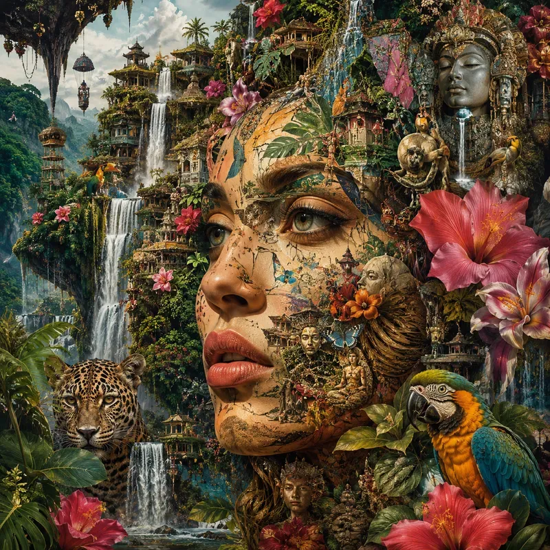 Surreal Goddess City Collage Portraits