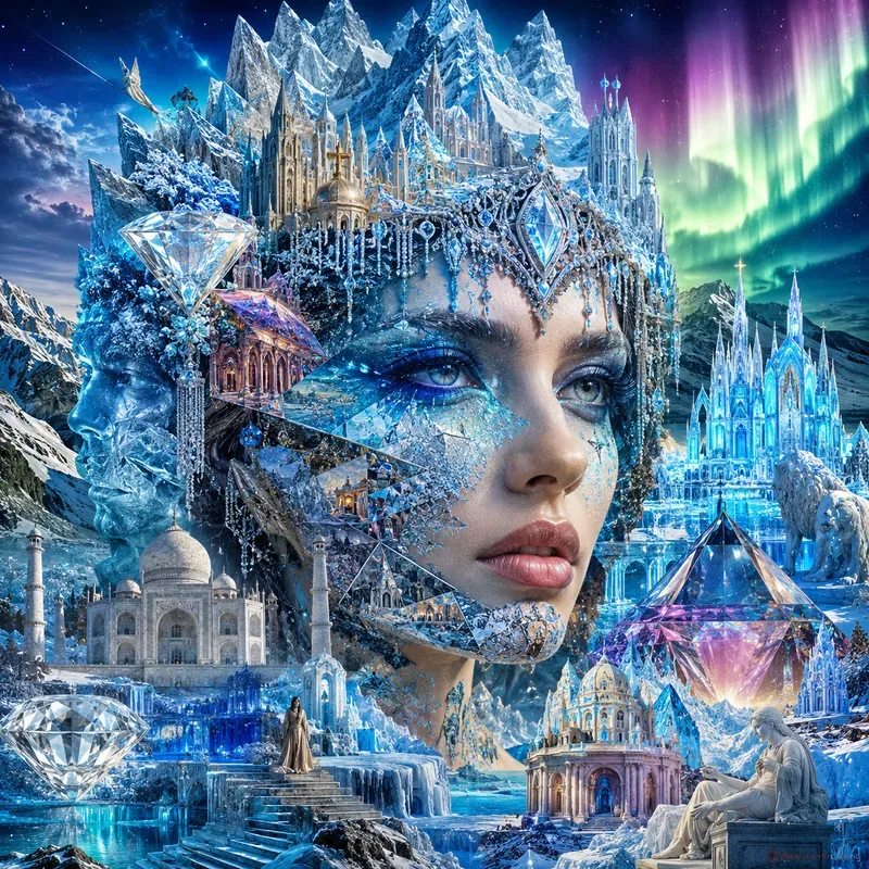 Surreal Goddess City Collage Portraits