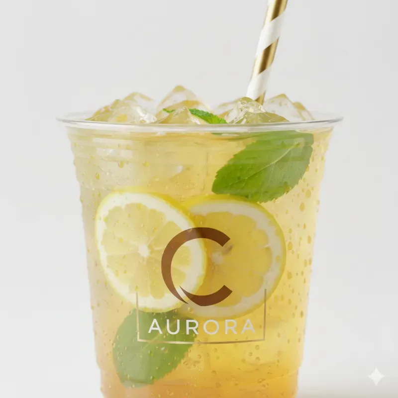 Branded Iced Drink Cups Realistic Ads