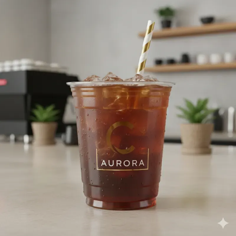 Branded Iced Drink Cups Realistic Ads
