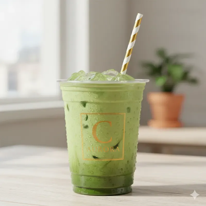 Branded Iced Drink Cups Realistic Ads