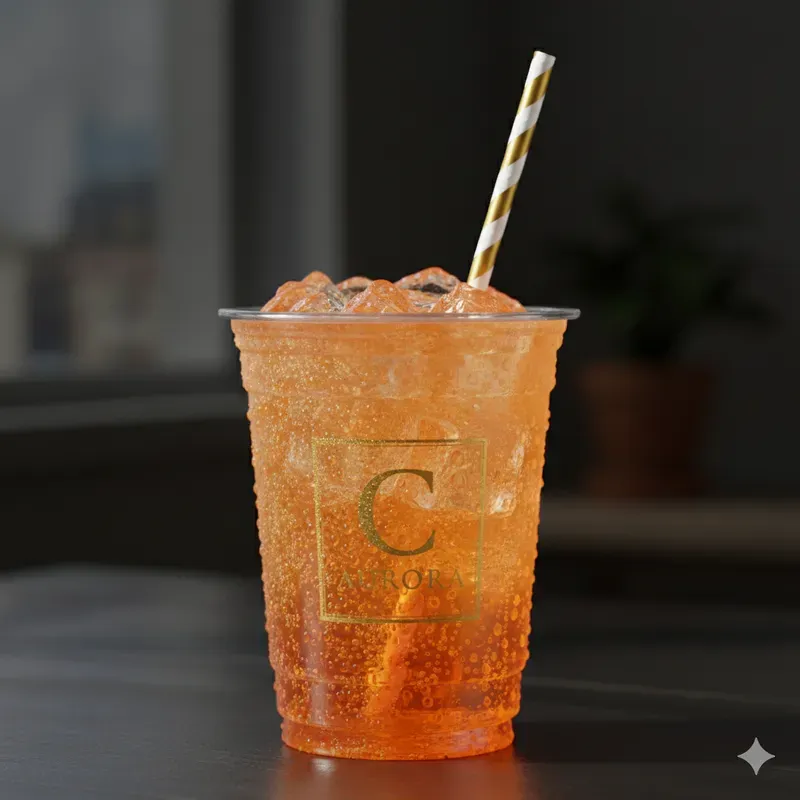 Branded Iced Drink Cups Realistic Ads