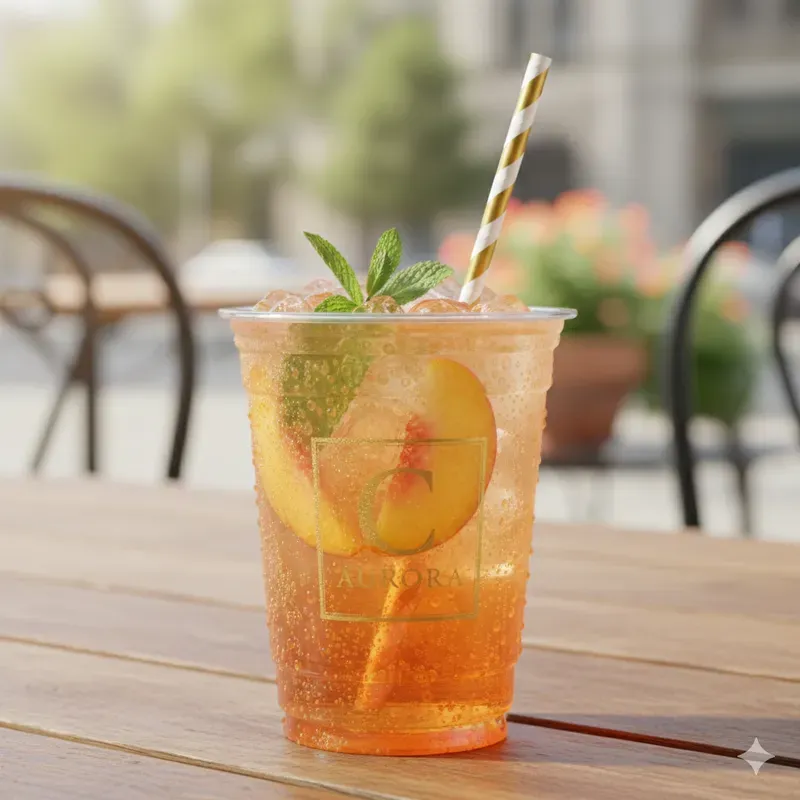 Branded Iced Drink Cups Realistic Ads
