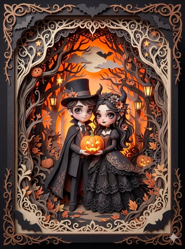 3D Glowing Gothic Diorama Art