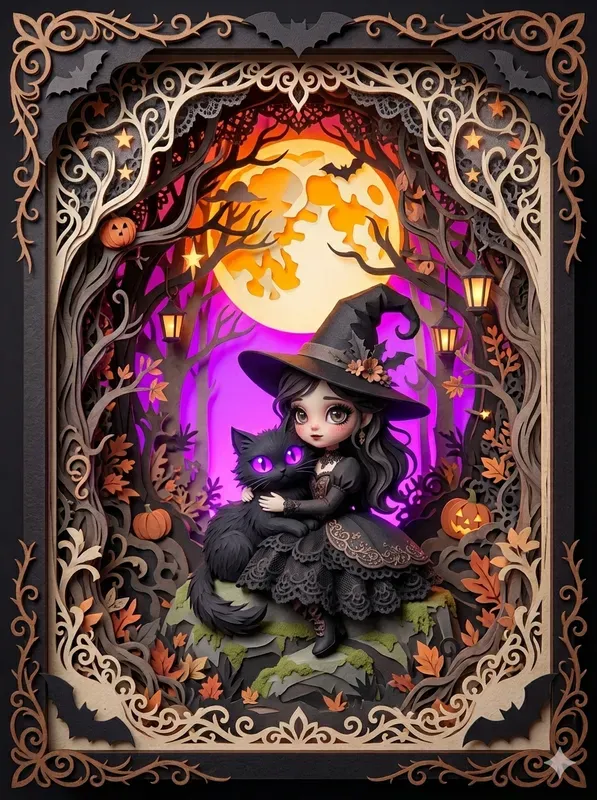 3D Glowing Gothic Diorama Art
