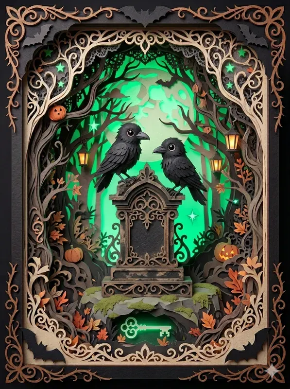 3D Glowing Gothic Diorama Art