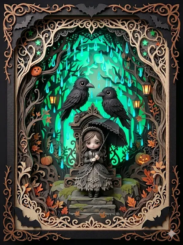 3D Glowing Gothic Diorama Art