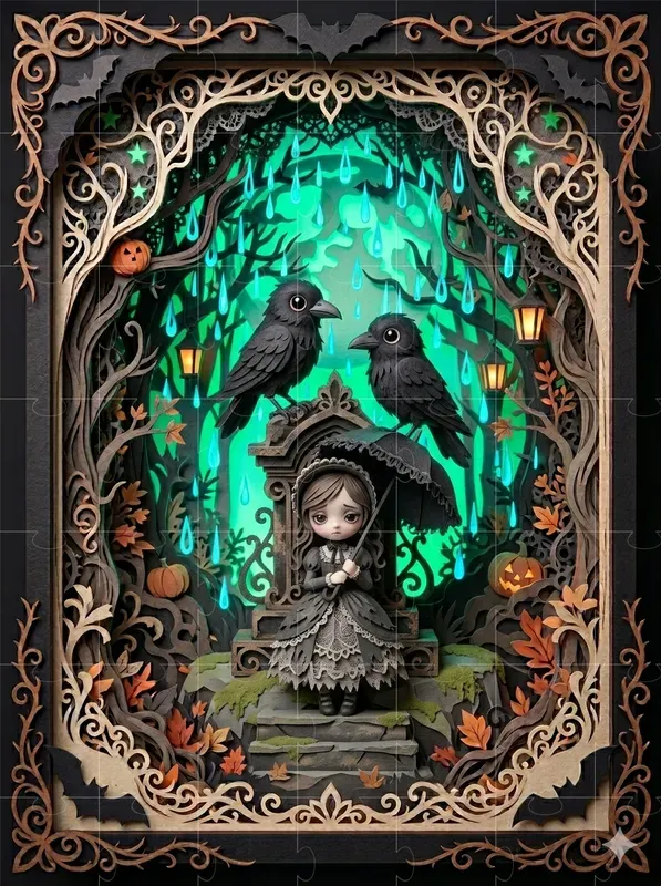 3D Glowing Gothic Diorama Art