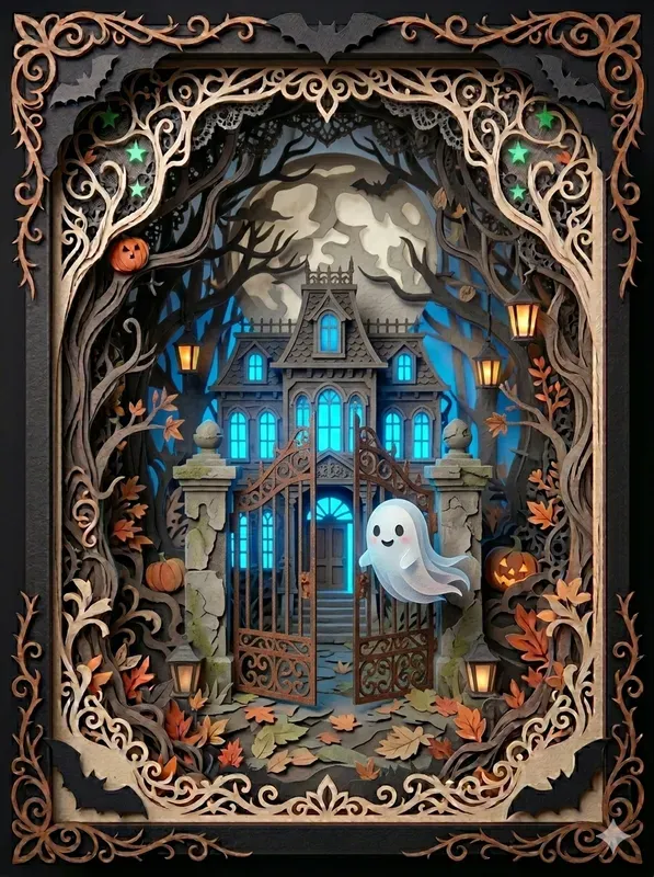 3D Glowing Gothic Diorama Art