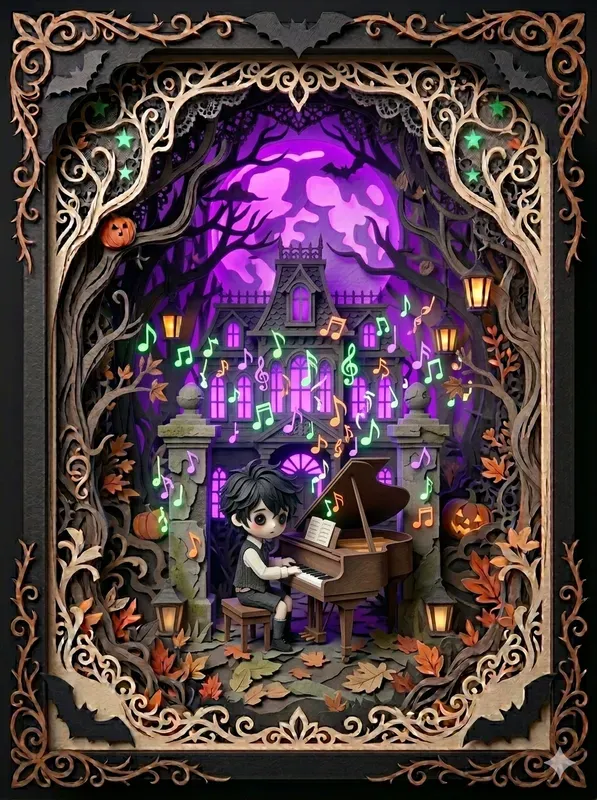 3D Glowing Gothic Diorama Art