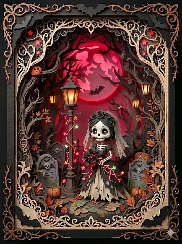 3D Glowing Gothic Diorama Art