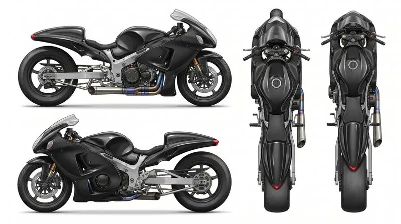 Motorcycle 3D Turnaround Sheets