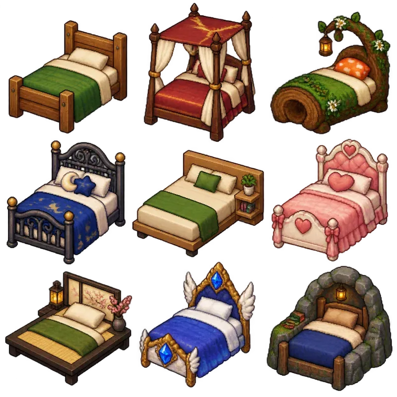 16bit Furniture Sprite Sheet Variations