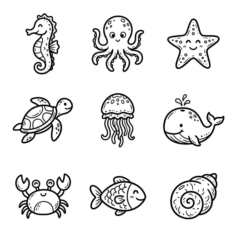 Whimsical 3x3 Doodle Icon Grid Packs