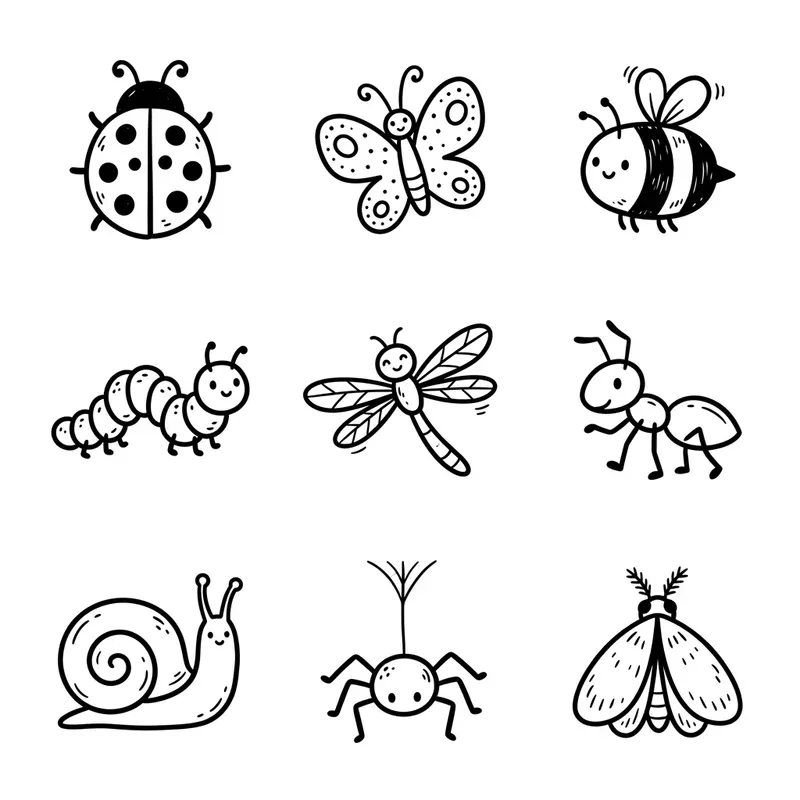 Whimsical 3x3 Doodle Icon Grid Packs