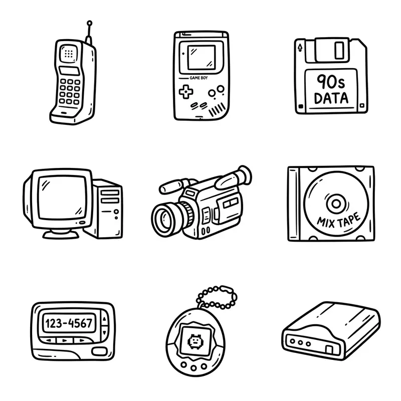 Whimsical 3x3 Doodle Icon Grid Packs