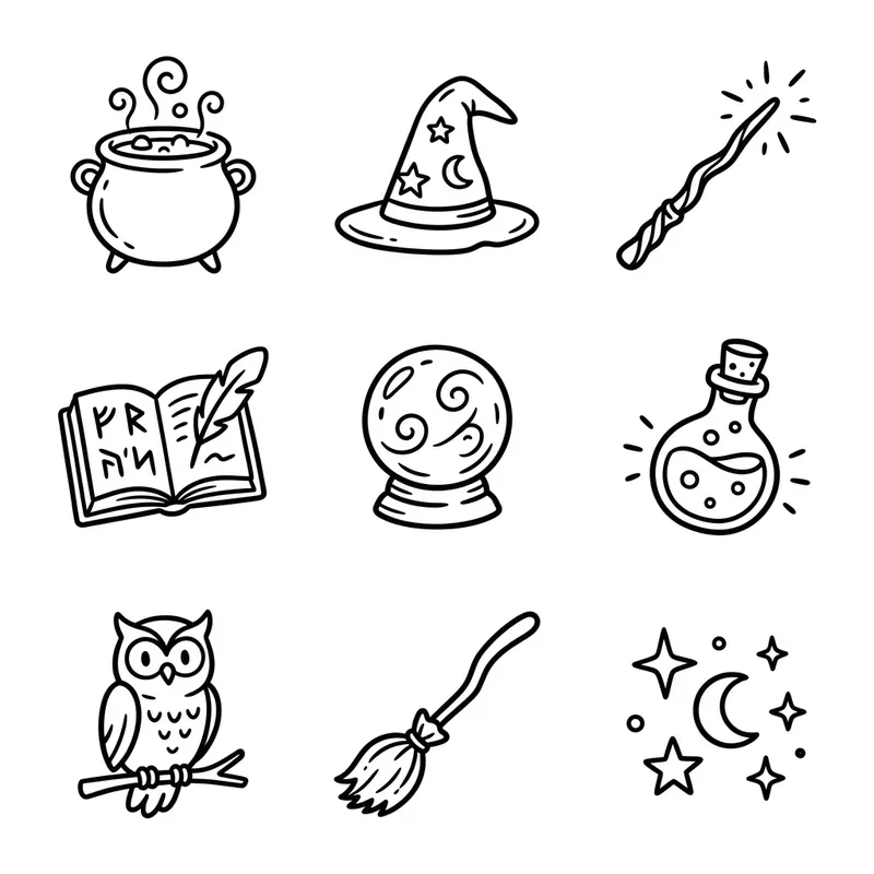 Whimsical 3x3 Doodle Icon Grid Packs