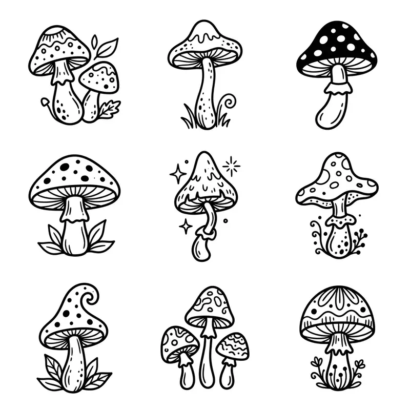 Whimsical 3x3 Doodle Icon Grid Packs