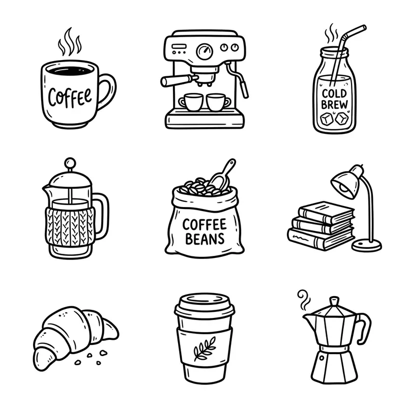 Whimsical 3x3 Doodle Icon Grid Packs