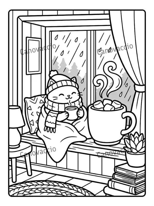 Bold Easy Cozy Hygge Coloring Pages