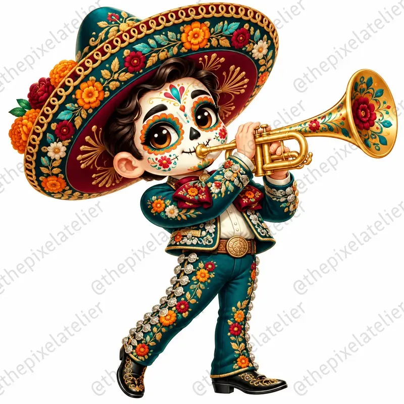 Whimsical Dia De Los Muertos Characters