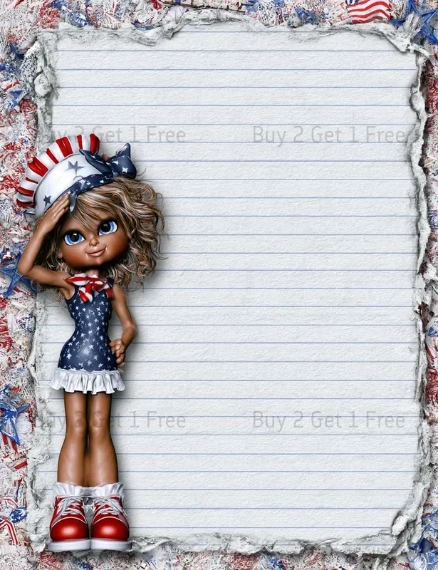 Patriotic Girl Plain Papers