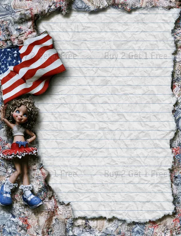 Patriotic Girl Plain Papers