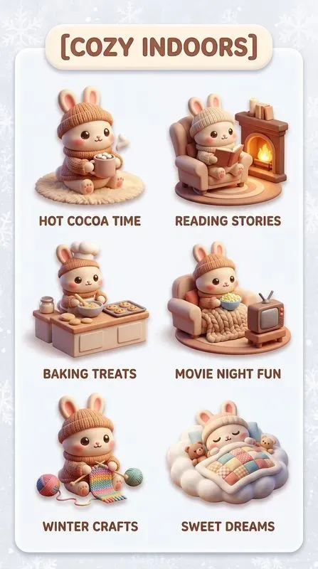 3D Kawaii Winter Activity Cards Art