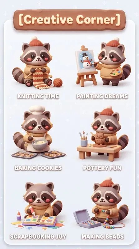 3D Kawaii Winter Activity Cards Art