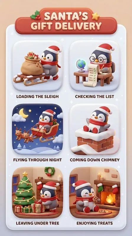 3D Kawaii Winter Activity Cards Art