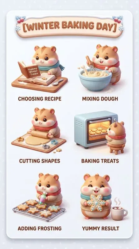 3D Kawaii Winter Activity Cards Art