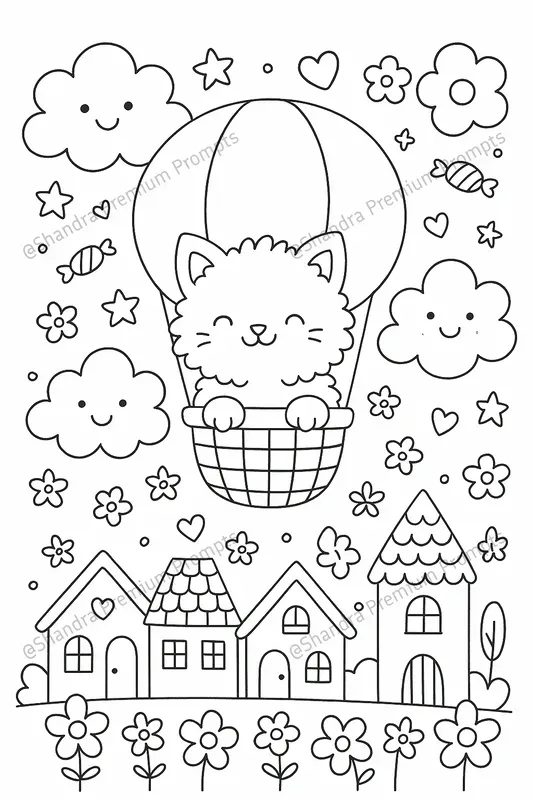 Cute Fuzzy Animals Coloring Book Pages