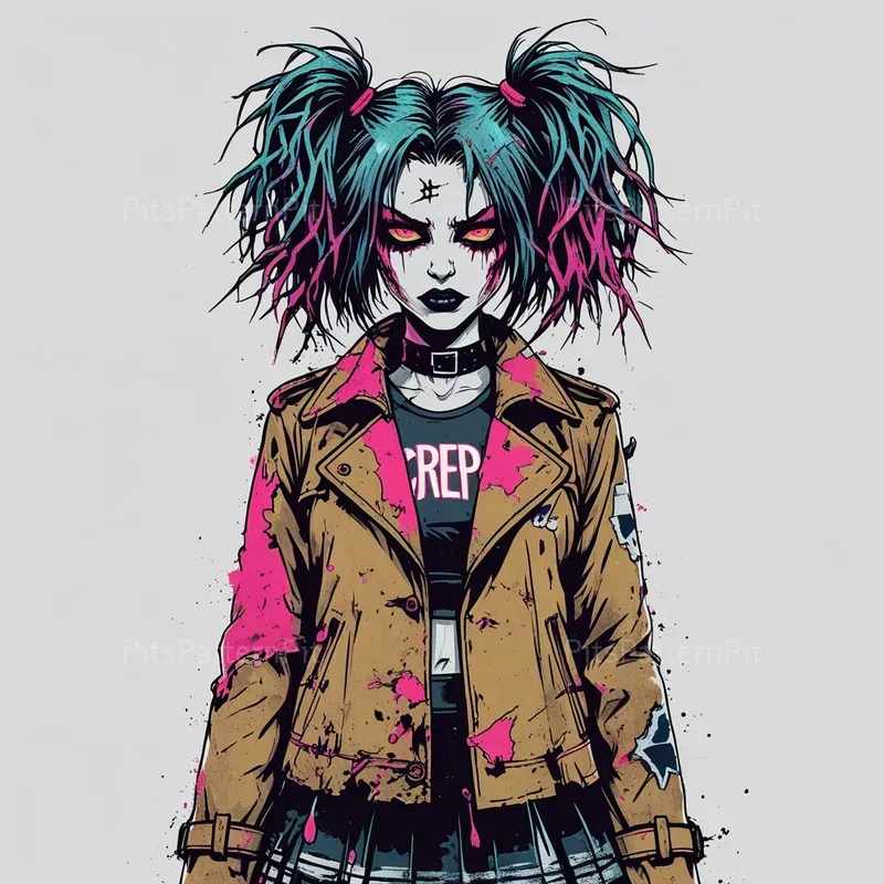 Punk Inspired Distressed Horror Tee Art