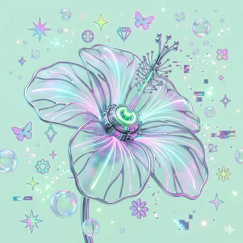 Holographic Y2k Summer Retro Icons