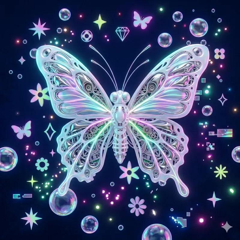 Holographic Y2k Summer Retro Icons