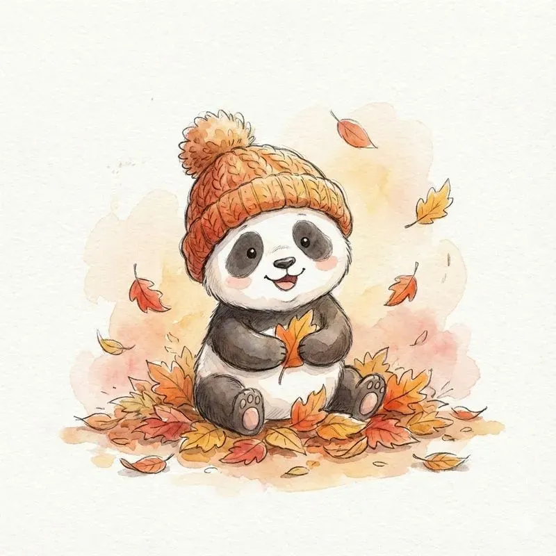 Cozy Autumn Watercolor Characters