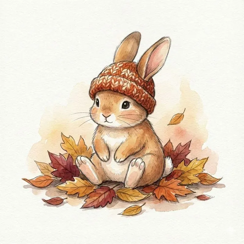 Cozy Autumn Watercolor Characters