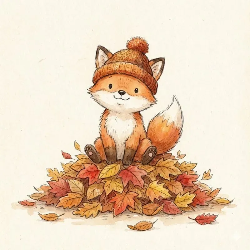 Cozy Autumn Watercolor Characters