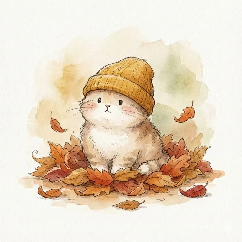 Cozy Autumn Watercolor Characters