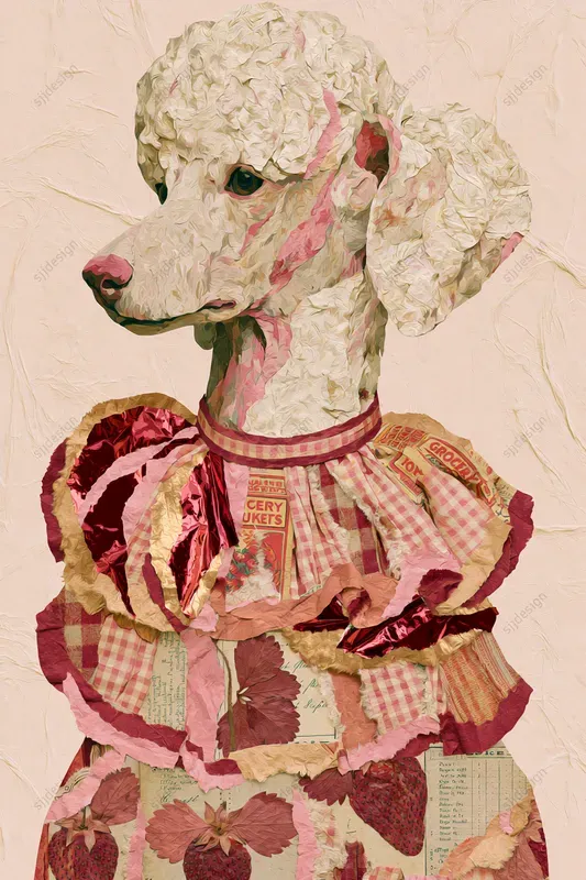 Strawberry Gingham Collage Art