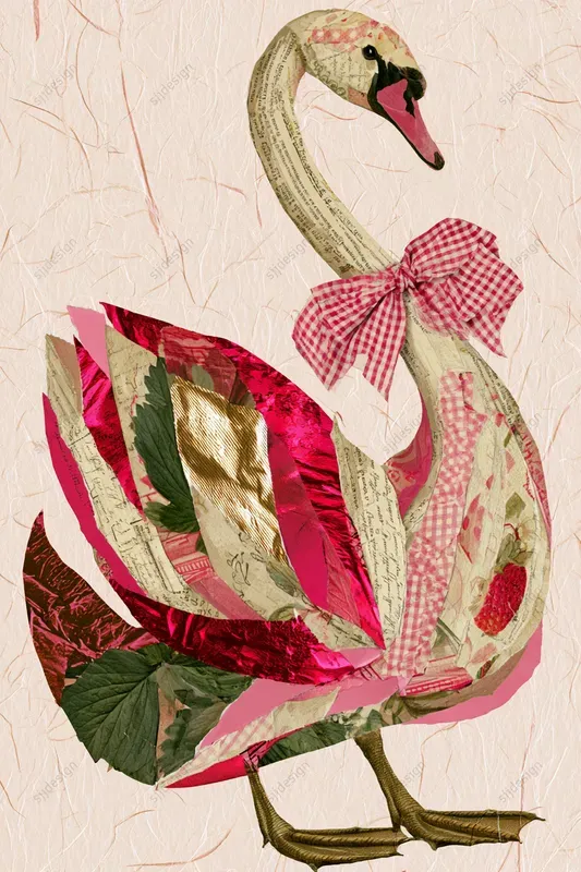 Strawberry Gingham Collage Art