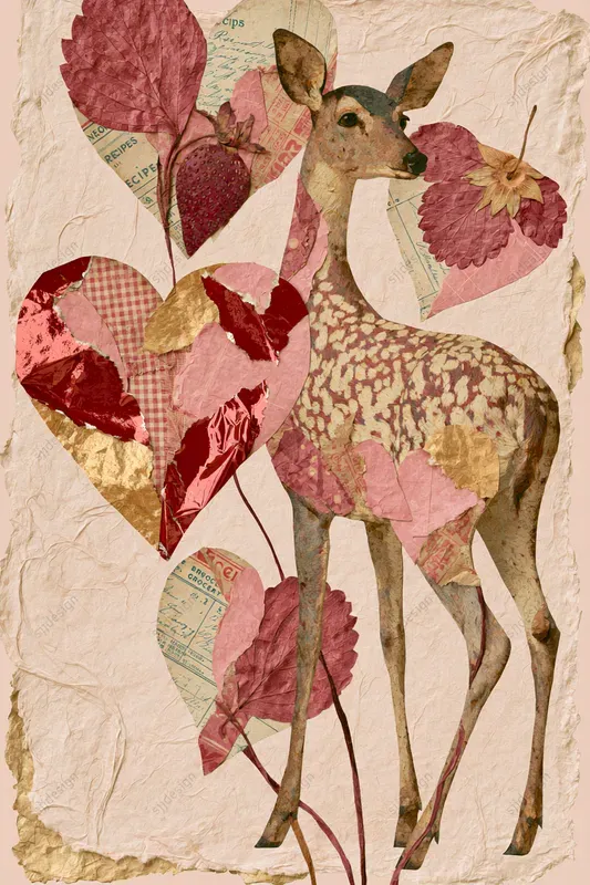 Strawberry Gingham Collage Art