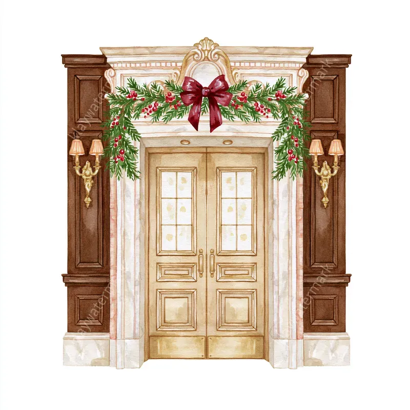 Christmas Newyork Watercolor Cliparts