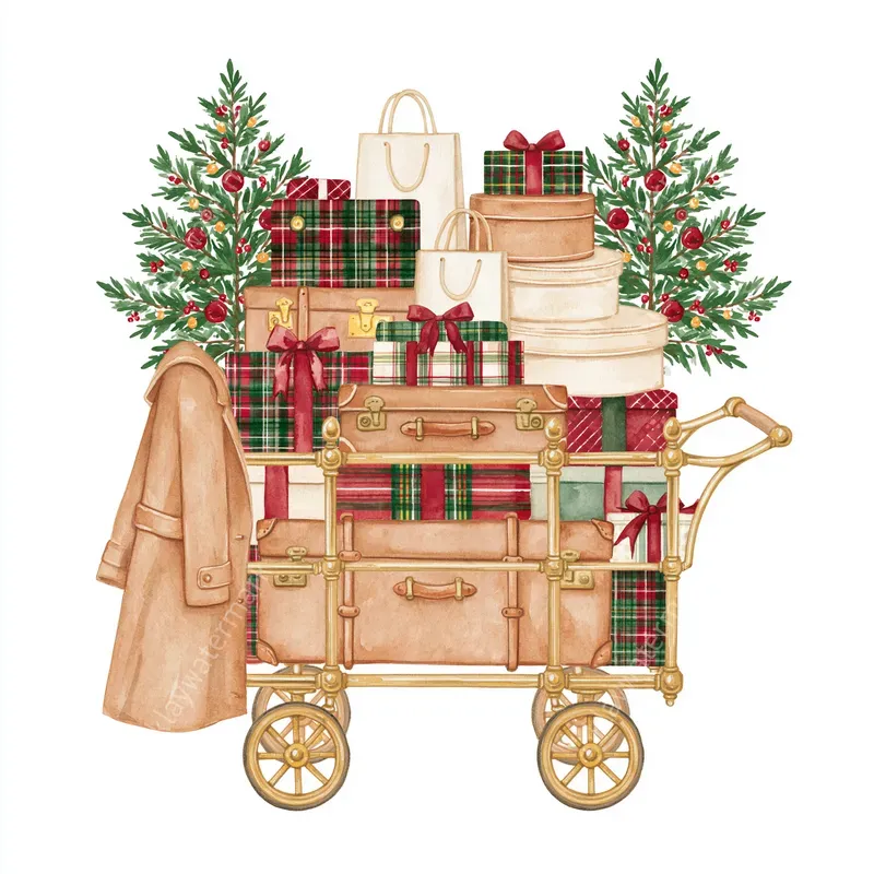 Christmas Newyork Watercolor Cliparts