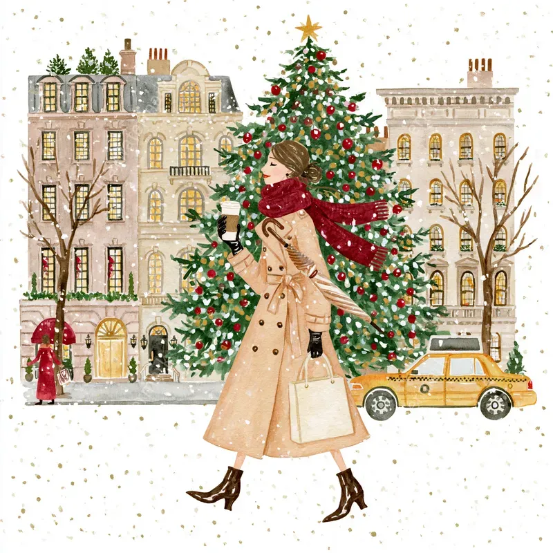 Christmas Newyork Watercolor Cliparts