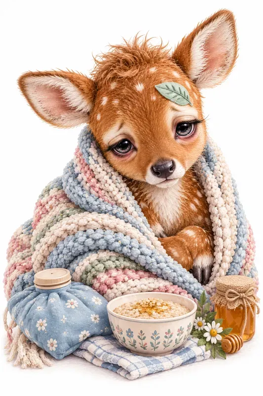 Cozy Sick Animal Storybook Illustrations