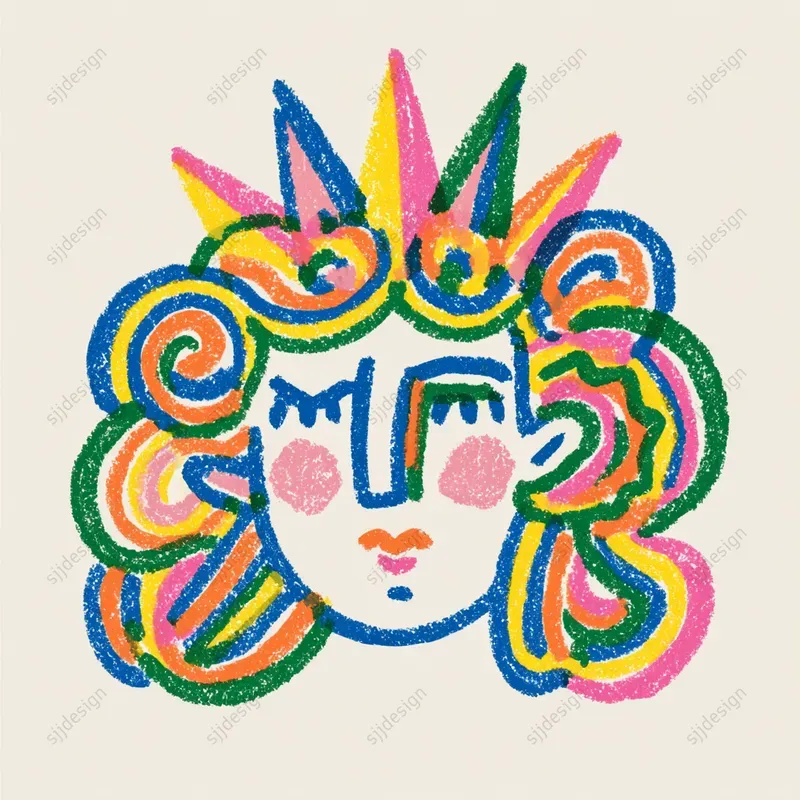 Rainbow Crayon Naive Drawings