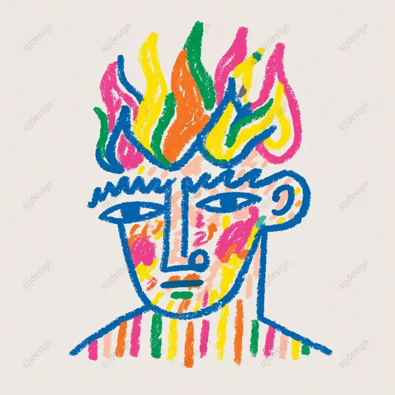 Rainbow Crayon Naive Drawings