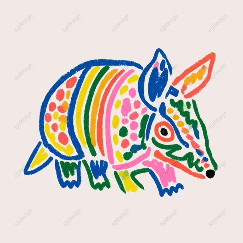 Rainbow Crayon Naive Drawings